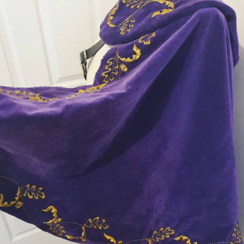 Latest half cape commissionPurple velvet with gold trailing oak leavesMy Shop