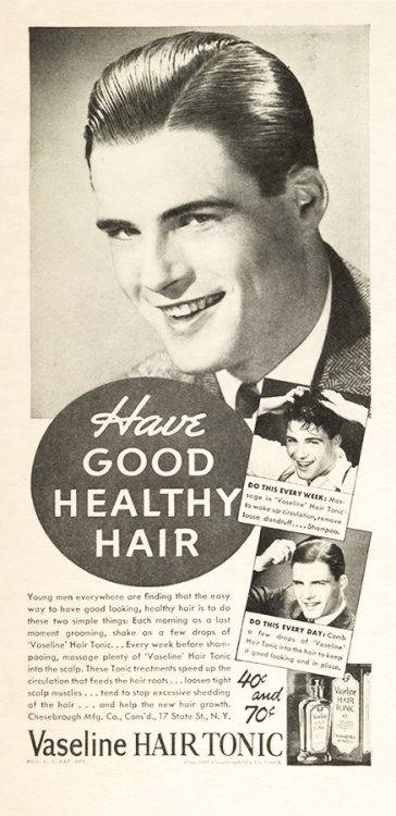 Vaseline Hair Tonic, 1937Adjusted for inflation, a large bottle of Vaseline Hair Tonic would cost $1