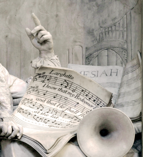 barcarole: Detail of G.F. Handel’s statue at Poets’ Corner, Westminster Abbey.