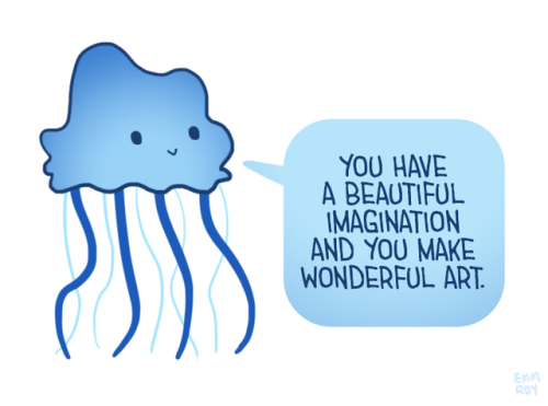 zacklover24:soulkiba:positivedoodles:[Drawing of a blue jellyfish saying “You have a beau