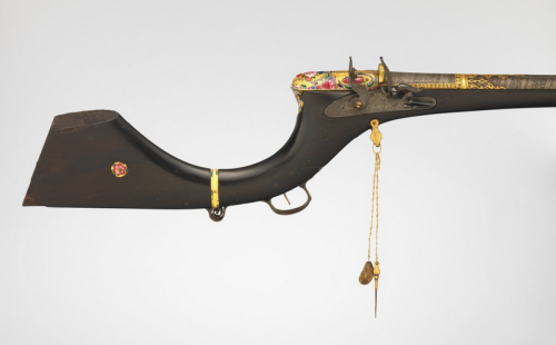 An ornate and exotic looking flintlock musket originating from India, circa 1835. Currently on displ