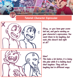 lunaartgallery:  Art Tutorial PreviewThis one was interesting. I’ve seen a lot of tutorials on character expressions, but not really in relation to character’s personality. So I wanted to give it a shot. It’s easy to practice, take two of your characters