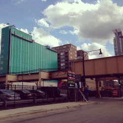 I took the pic to show the green building. Now that I look at it, the clouds are the best part of this shot. #sky #building #mycity #clouds #halsted and #lake streets