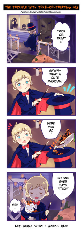 ayameshiroi:  the-school-of-night:  The Trouble With Trick-or-Treating #13 ~ Art tricks by ayameshiroi  I’m drawing some yonkoma awesomely written by the-school-of-nigh to celebrate Halloween. Please have a look, there will be more coming up. You