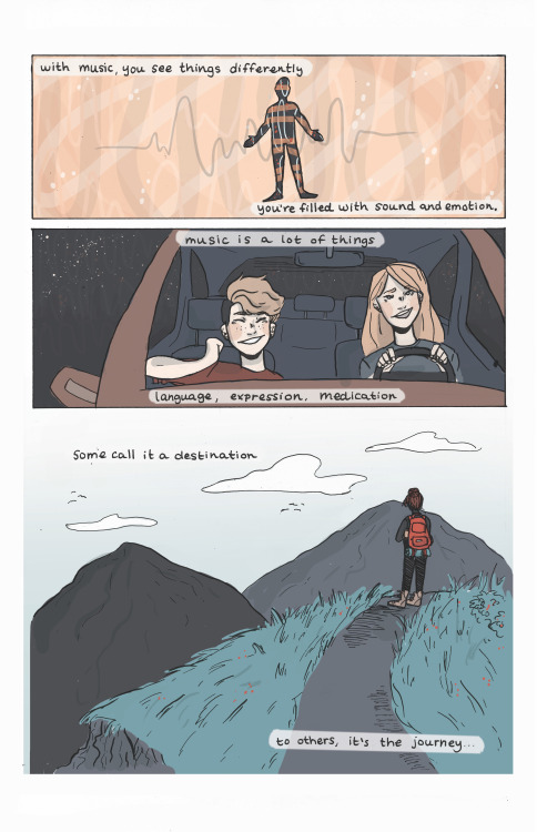 kzwrightoac:  pipedreamersend:  bruderkaitlin:  my final comic for the semester! an 8 pager with the theme of “something  that makes you hopeful or something that makes you happy”, i chose music!  @dylanbean   Music is life