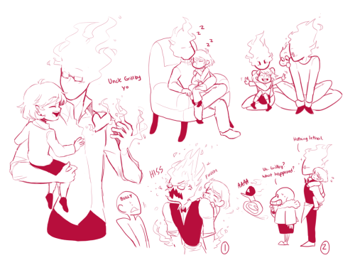 sushinfood:thebunnyartist:Grillby as an uncle makes me so happy.yeeessss