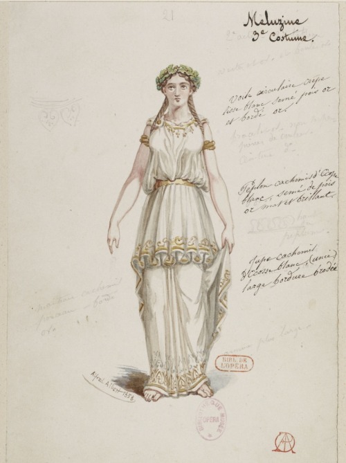 La magicienne, opéra en 5 actes. Maquettes de costumes pour la fée Méluzine. Al