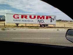 cognitivedissonance:  joshuastarlight:  Someone didn’t like a Trump campaign advertisement in Cody, Wyoming. via /r/pics http://ift.tt/1U9URQT  Everything was beautiful and nothing hurt. 