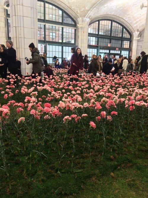 Set for Tory Burch Fall 2018 with over 14,000 carnations