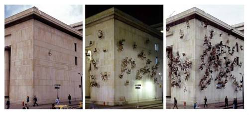 Doris Salcedo, Installation at Palace of Justice, Bogotá, Colombia  &ldquo;For me, the no