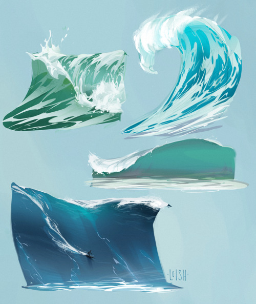 loish:Some wave studies, trying to capture the shape and movement. It’s been super warm here so it f