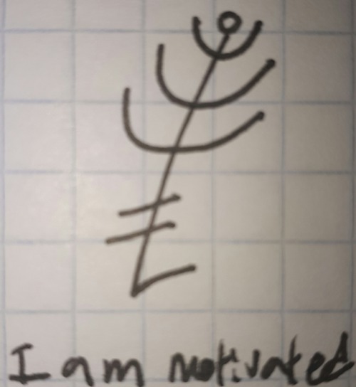 “I am motivated” Draw this in the margins of that paper you’ve been procrastinatin