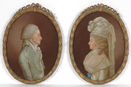 Miniature portraits of a husband and wife, attr. to Carl Friedrich Holtzmann, c. 1790