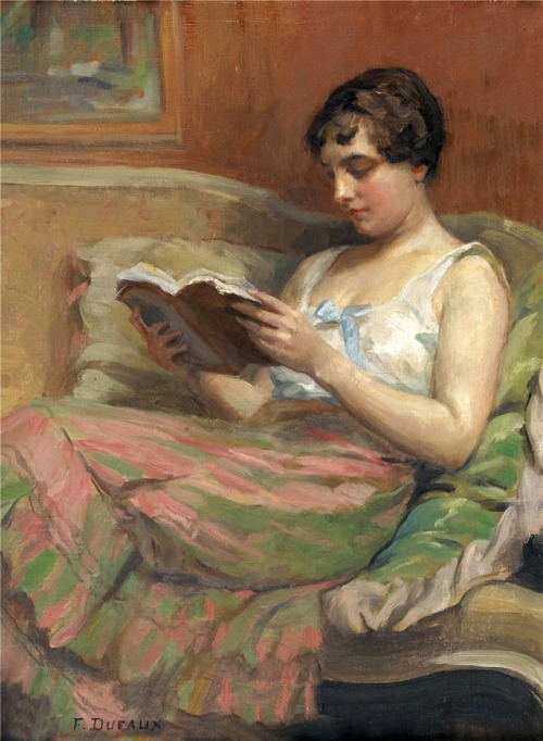 La liseuse. Frédéric Dufaux (Swiss, 1852-1943). Oil on canvas.Dufaux enrolled at the School of Fine 