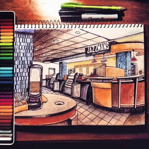 Yay, finished drawing one of Binghamton University’s student fuel stops! This was very challen