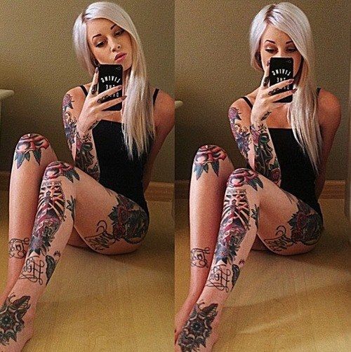 inkedgirlsinbikini:  super tattoo blonde