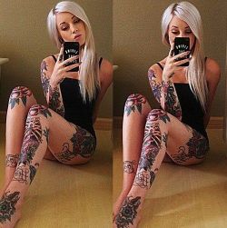 inkedgirlsinbikini:  super tattoo blonde