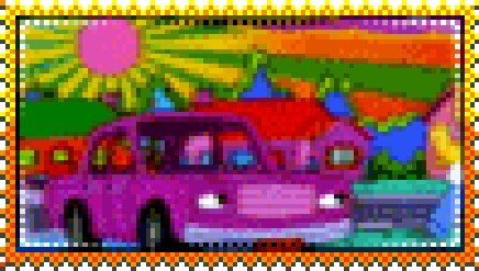 an animated stamp with homer simpson getting into a car and flying away, with text fading in reading 'I support Homer Simpson using Medical Marijuana'