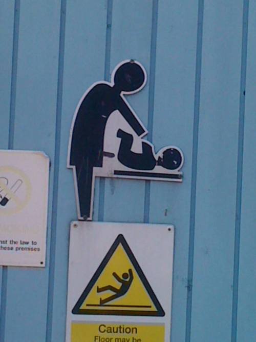 So I saw this outside some public toilets one day. Even the baby looks like it’s terrified.