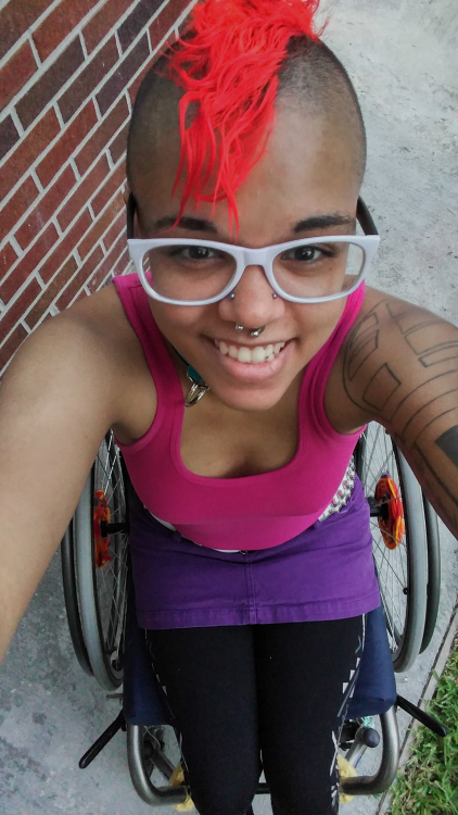 wheelchairproblems:  deafectiveiolite:  Selfie dump! &lt;3  Featuring Peanut the dog and Wh