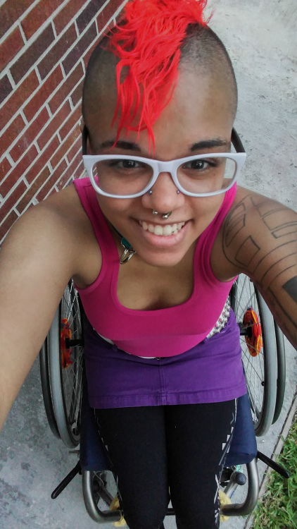 wheelchairproblems: deafectiveiolite: Selfie dump! &lt;3  Featuring Peanut the dog and Wh