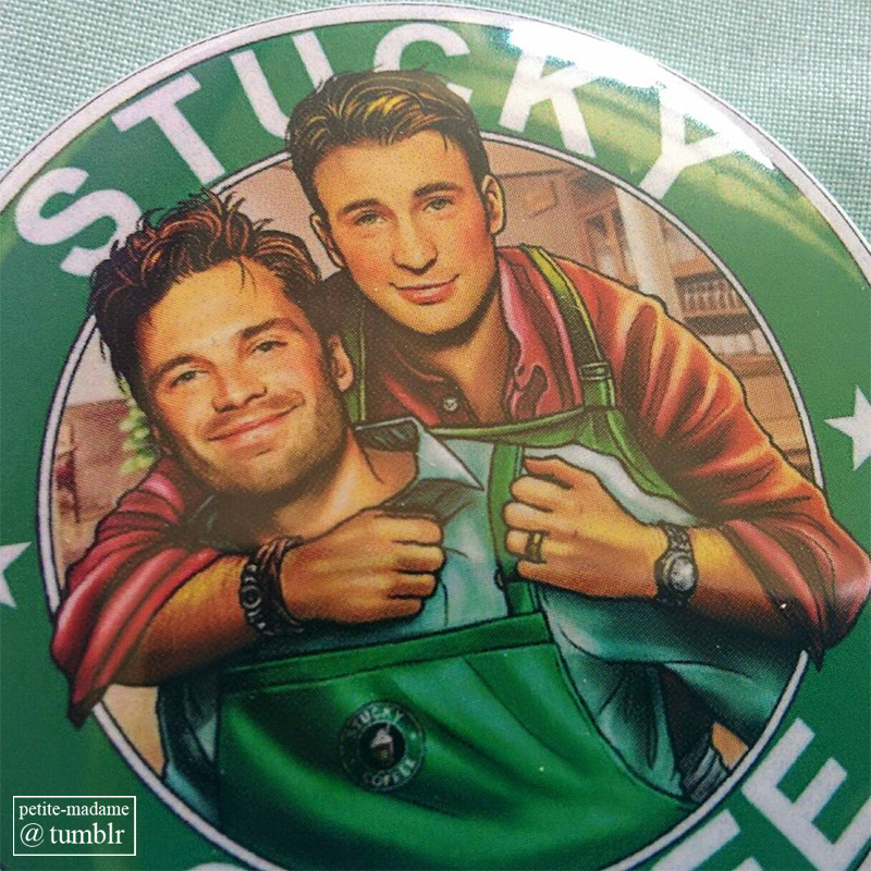 petite-madame:  “Stucky Coffee” badge and “Steve and Bucky’s Chocolate Shop”