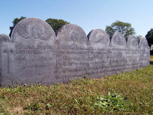 One gravestone in Newport’s Common Burial Ground marks the burial of six children all from the same 