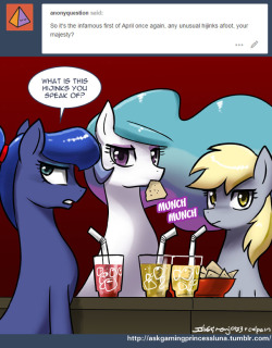 askgamingprincessluna:    Ask Gaming Princess Luna 040“We’re just having a good time at the bar!” ~ GPL   &lt;3