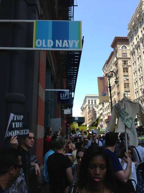 Over 150 people marched through SoHo in NYC today to demand that US retailers take responsibility fo