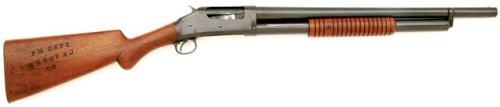 Winchester Model 1897 riot shotgun with Central Railroad of New Jersey markings.from Amoskeag Auctio