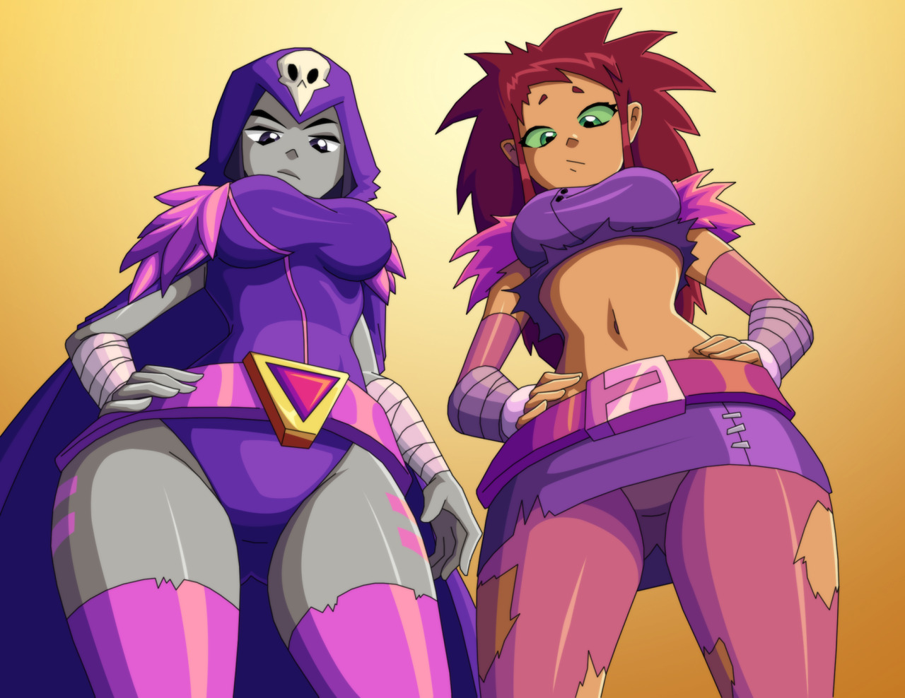 ravenravenraven: Did this for someone who requested Raven and Starfire wearing the