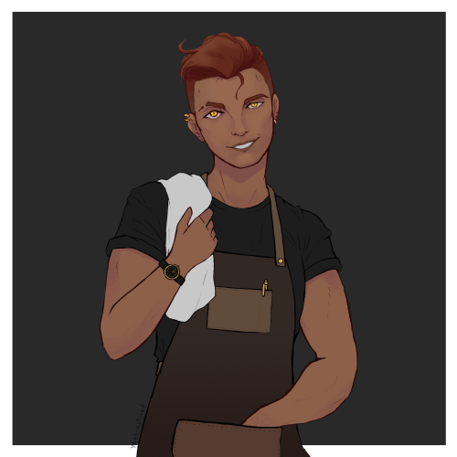 gideon is a barista at a present-day hipster cafe au.alternatively, the cafe is skeleton themed (???