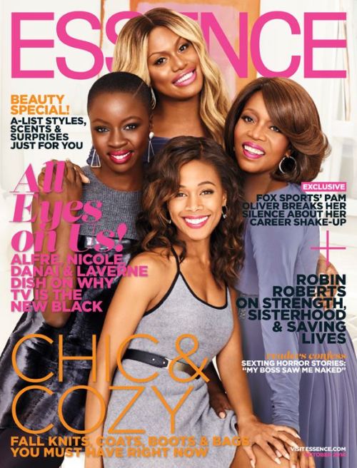 thepowerofblackwomen:   Alfre Woodard, Laverne Cox, Nicole Beharie and Danai Gurira for Essence Magazine, October 2014 Issue.