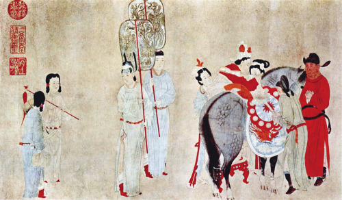 Yang Guifei Mounting a Horse by Chien Shuan (c. 1235 - 1307) Yuan dynasty