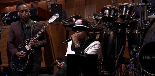 fallontonight:  Nas stopped by the show last night to sit in with The Roots! 