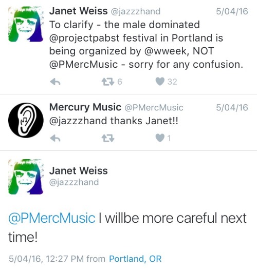 fortheloveofcorintucker:  Janet Weiss is an amazing feminist musician.   She’s great with conflict and handling her mistakes too….look up to this one kids.