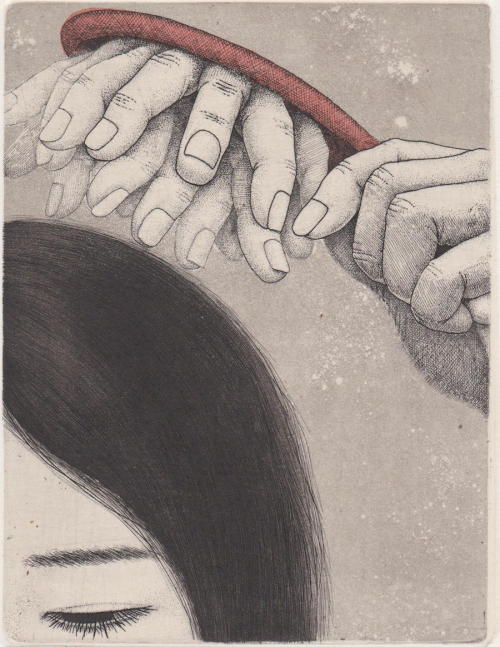 Sohee Kim aka Kim So-hee 金 昭希 (Korean, b. 1983, Korea) - Brush, 2015   Etching with Chine Colle, Dav