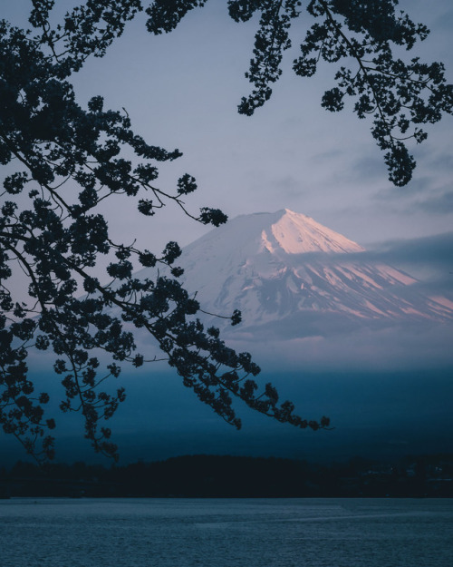 takashiyasui:Lake Kawaguchi at dusk