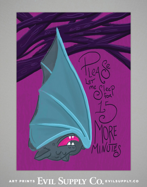 Sleepy Bat art print ($4.00)Bats are among the sleepiest creatures in the Netherworld. They will whi