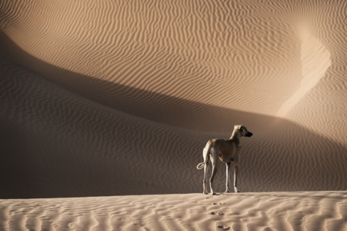 livestockguardiangod:A Sloughi (Arabian greyhound) in the desert of Morocco. Photographed by Rosa Fr