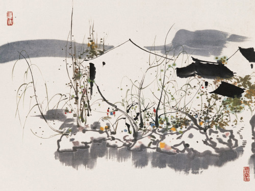 geritsel:Chinese ink paintings by Wu Guanzhong. I love this man.