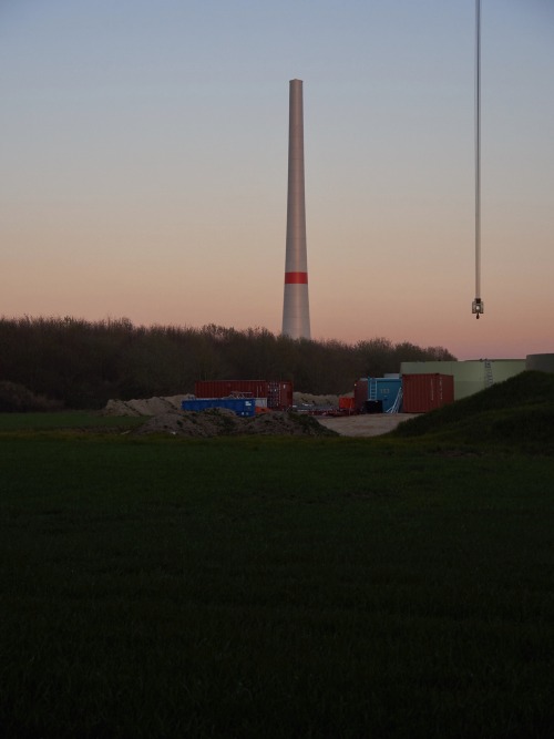 silence over wind turbine working site german/dutch border on german territory // 04-2020