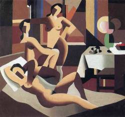 artist-magritte:  Three nudes in an interior, 1923, Rene MagritteSize: 55.5x59.5 cm