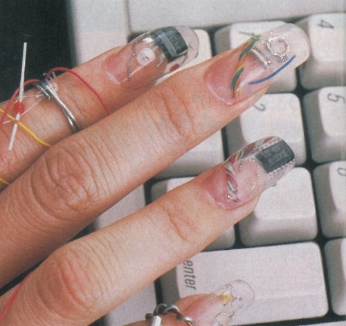 sarahshikama:Nails by Michiko Matsushita, 1999Matsushita took tiny computer parts and wires and embe