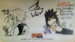 dorv33v:      Animation director Masahiko Murata’s drawing of Sakuraand  Hiroyuki Yamashita’s Sasuke with a smile forced by SakuraIn celebration of the end of the Naruto series in 2017.