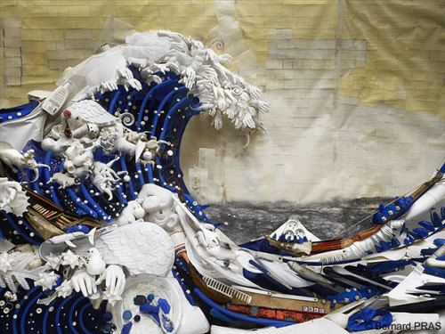 archiemcphee:  Let’s pay a visit to the Department of Awesome Anamorphic Artwork to explore more work by French artist Bernard Pras (previously featured here). Pras uses found objects of every imaginable sort to create awesome installations that appear