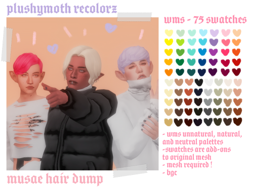 ♡  musae hair dump (wms) ♡base game compatiblecomes in the wms unnatural, natural, and neutral palet