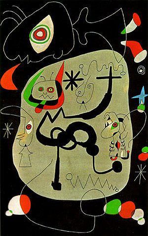 , Miro Dancer Hearing an Organ Playing in a Gothic Cathedral 1945