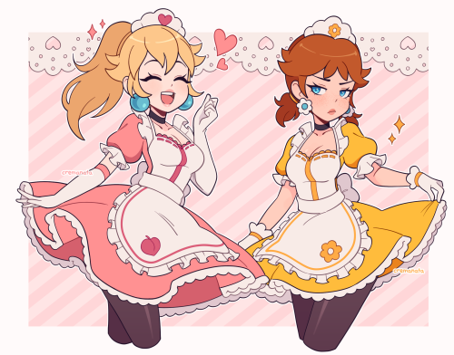 cremanata:♡ peach and daisy + maid outfits