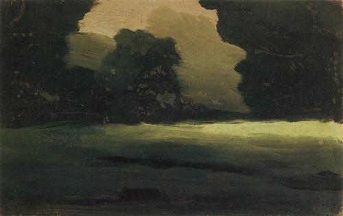 Forest Glade. Fog, 1908, Arkhip KuindzhiMedium: oil,paper